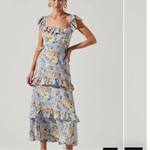 Lysette Floral Ruffle Cutout Maxi Dress